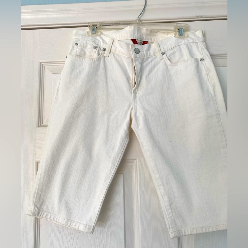 Lucky Brand White Denim Jean Sundown Skinny Bermuda Shorts Size 12/31